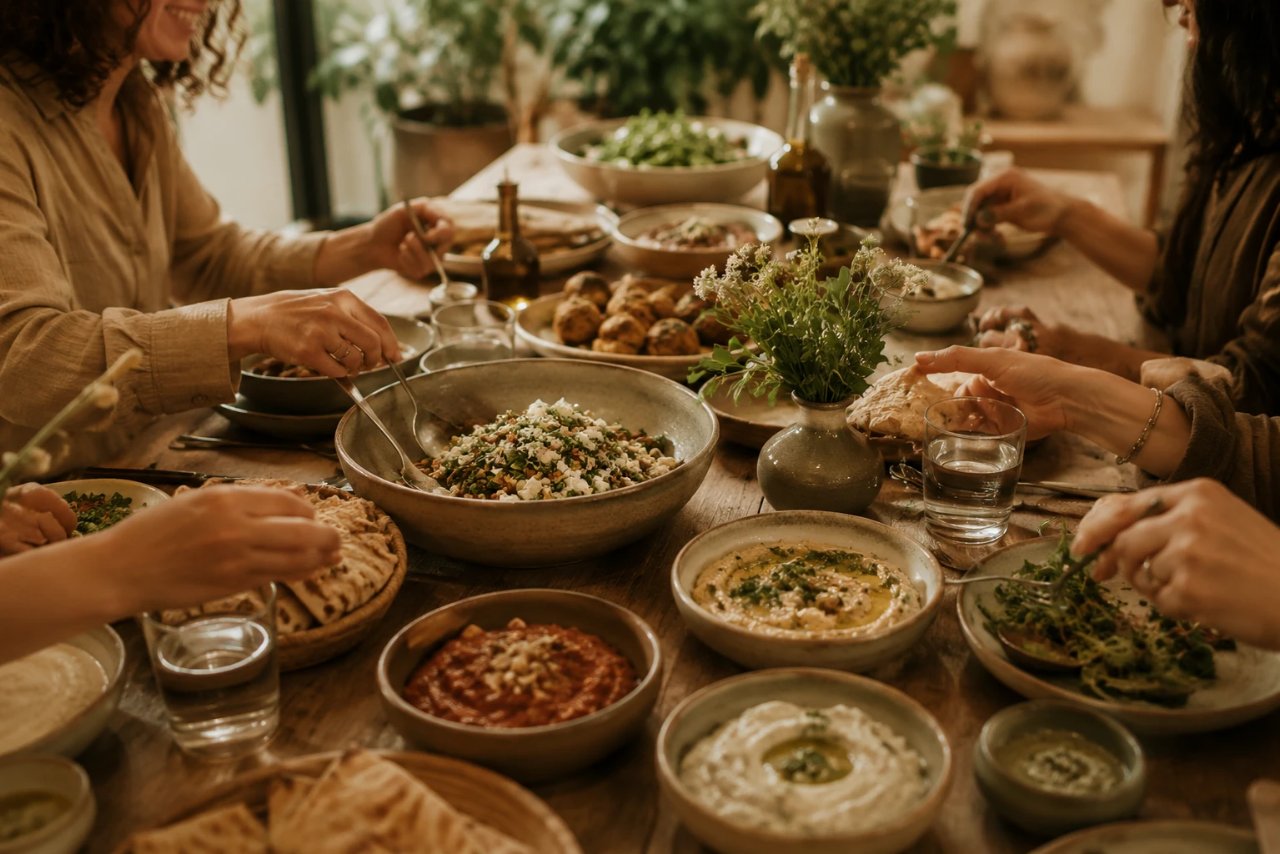 A shared table at Estaaj House